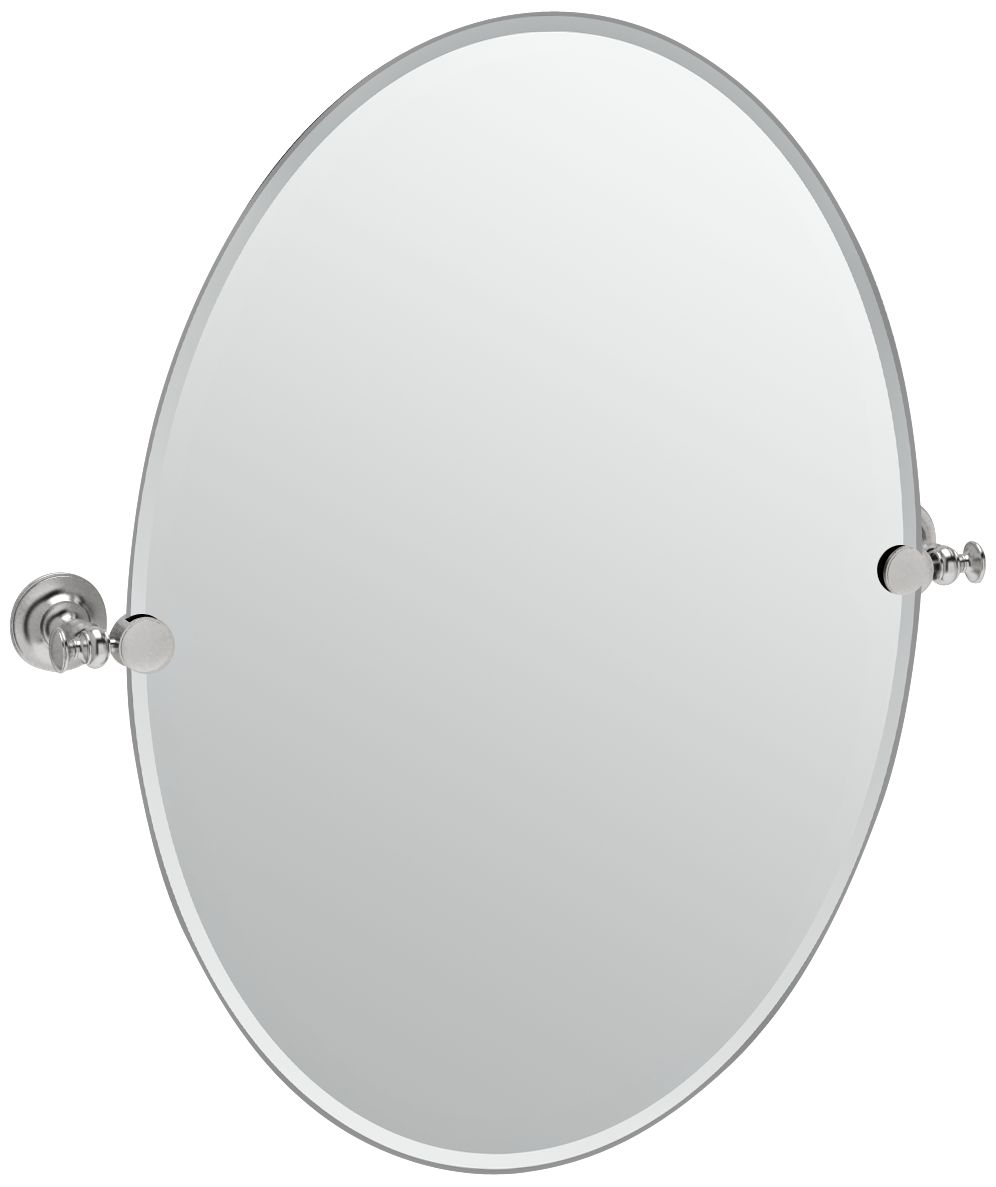 Gatco Tavern Satin Nickel 24" x 26 1/2" Oval Wall Mirror