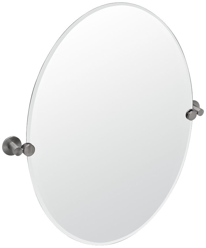 Gatco Channel Satin Nickel Oval 24" X 26 1/2" Wall Mirror - #3J346 ...