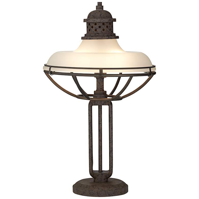 Franklin Iron Works&#8482; Glass And Metal Industrial Table Lamp