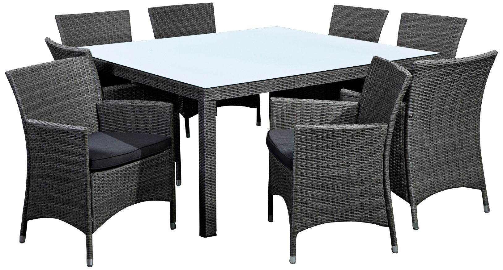 La Media 9-Piece Gray Wicker Patio Dining Set