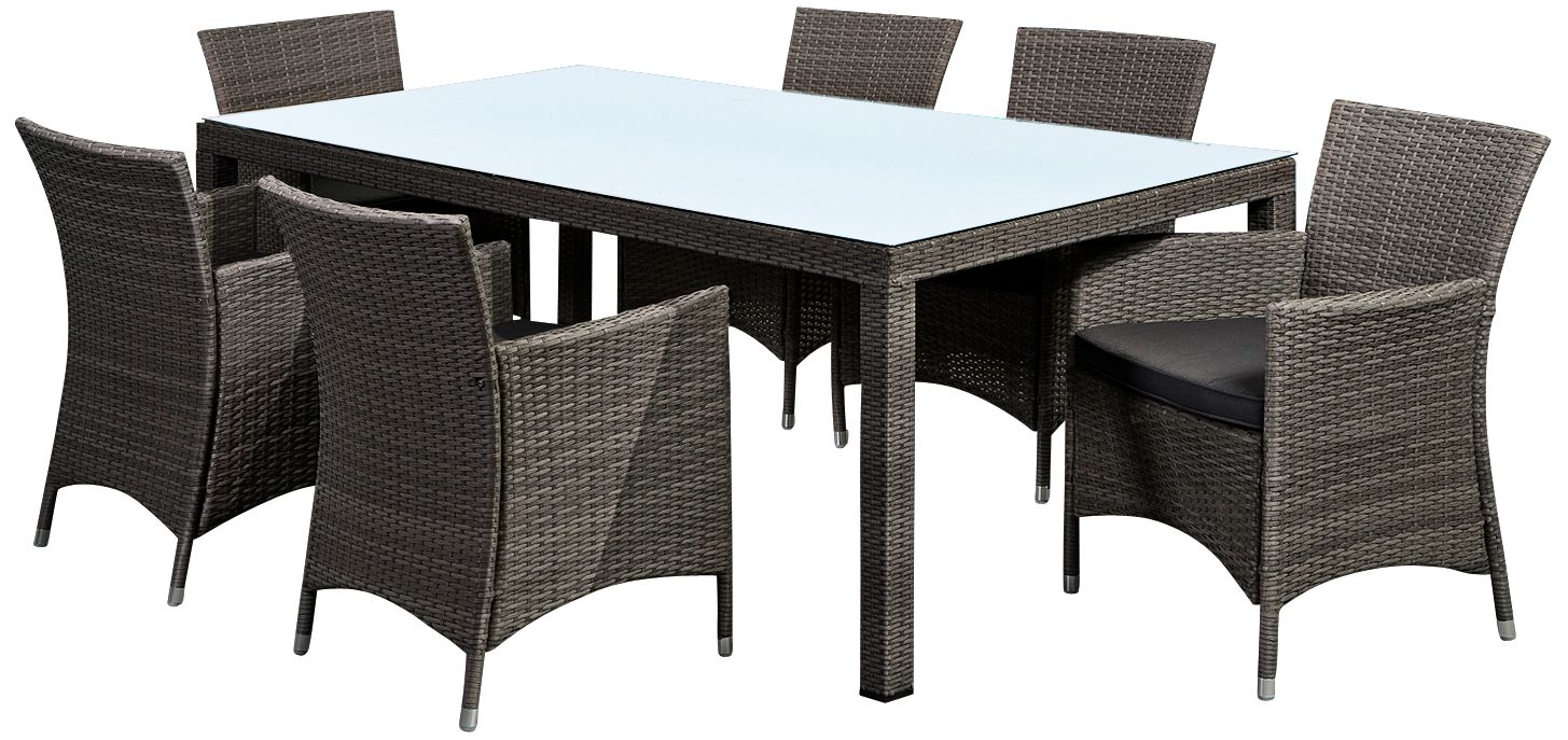 La Media 7-Piece Gray Wicker Dining Set