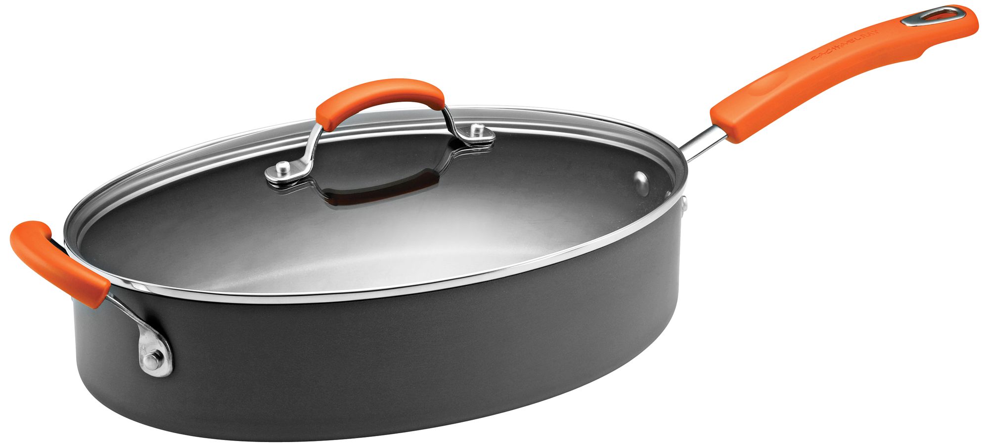 Rachael Ray Orange 5-Quart Hard-Anodized Oval Saute Pan