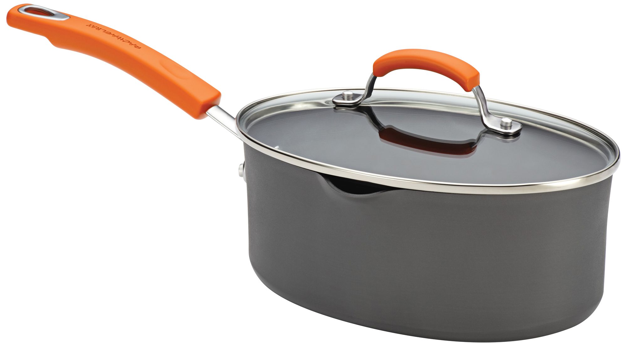 Rachael Ray Orange 3-Quart Hard-Anodized II Saucepan