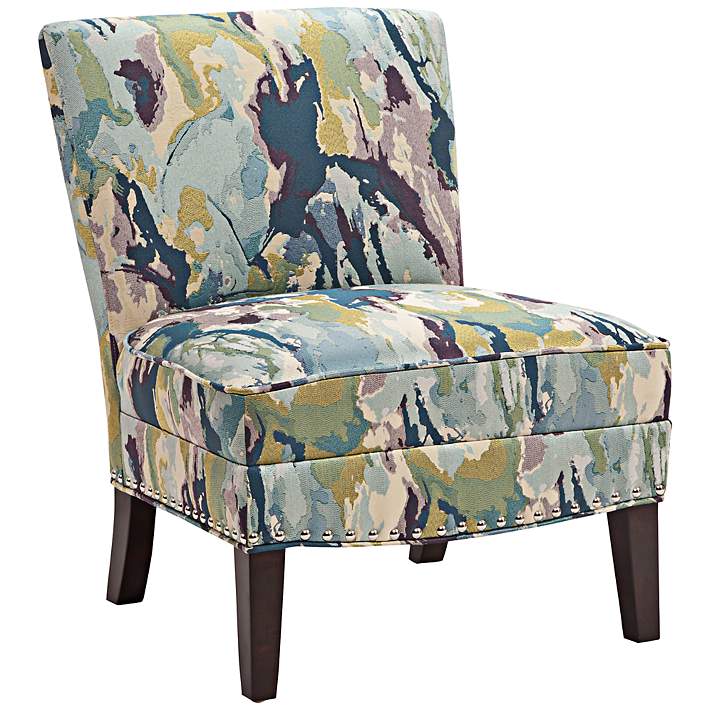 Alex Multi Color Abstract Fabric, Multicolor Accent Chairs