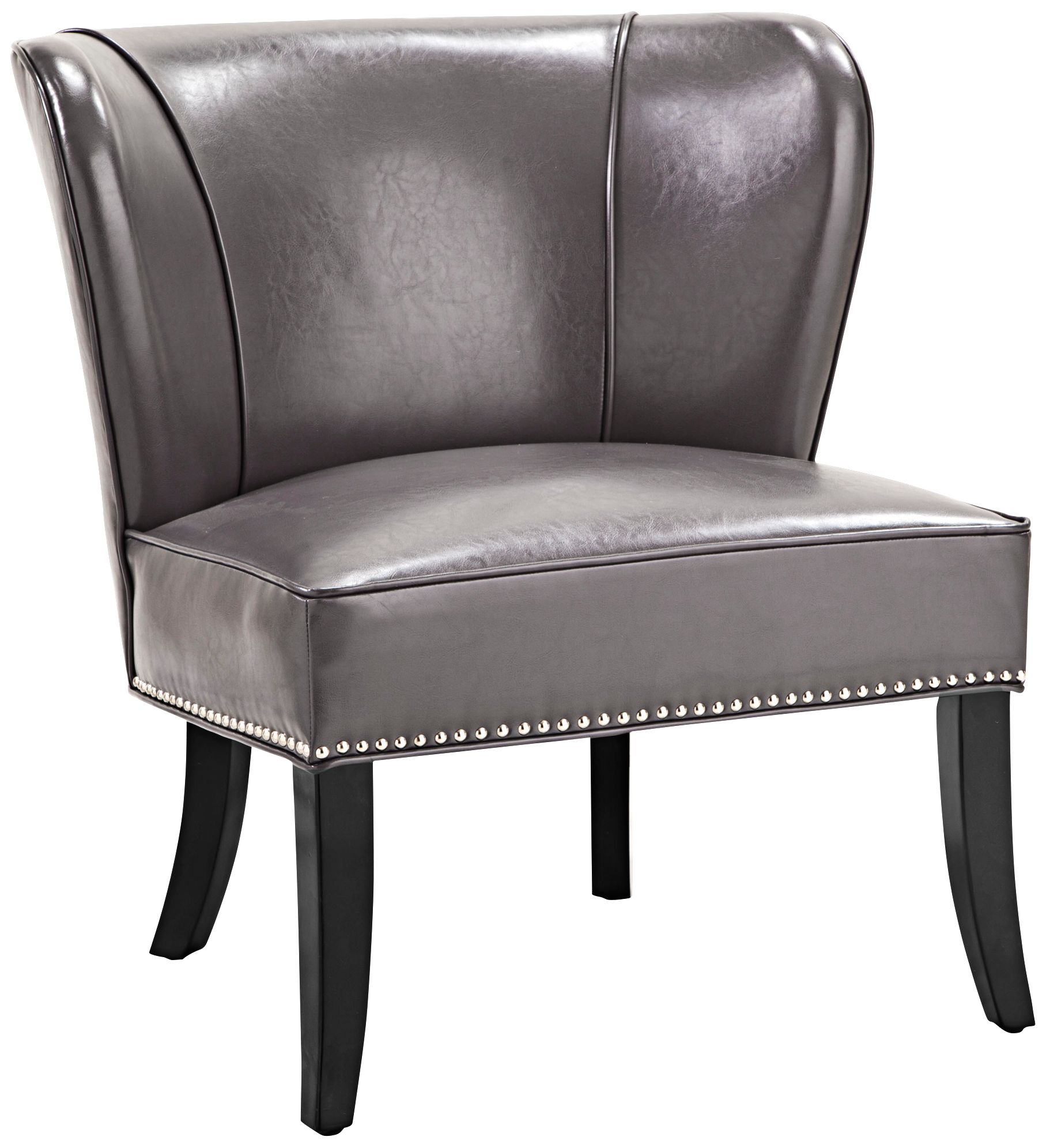 Sheldon Gray Faux Leather Wingback Armless Accent Chair 3N145