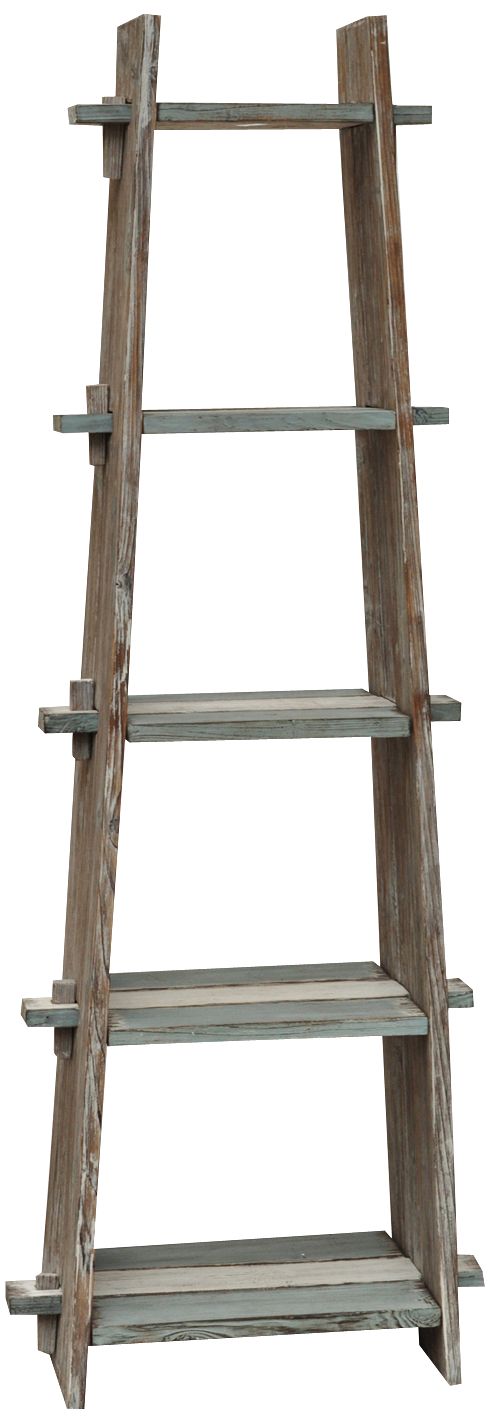 Nantucket 67" High Weathered Wood Ladder Etagere