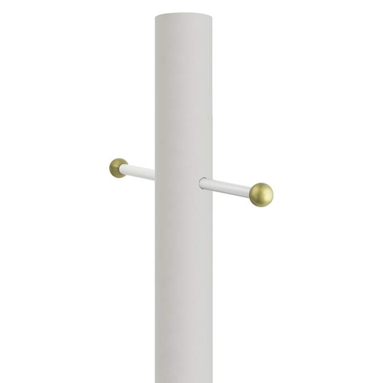 White 84&quot; High Cross Arm Outdoor Direct Burial Lamp Post 