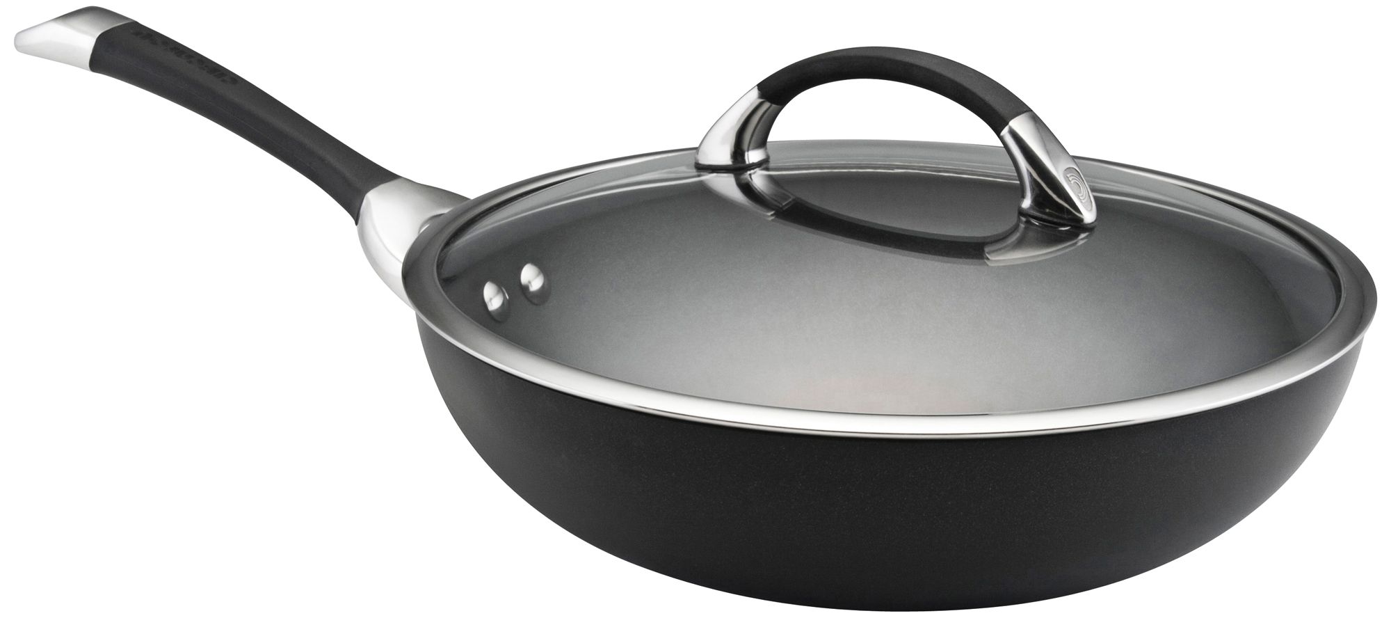Circulon Symmetry Black 12" Stir Fry Wok Pan with Lid