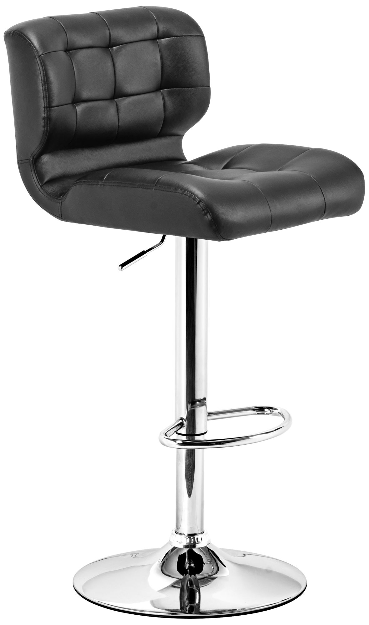 Zuo Formula Chrome Black Leather Adjustable Swivel Barstool