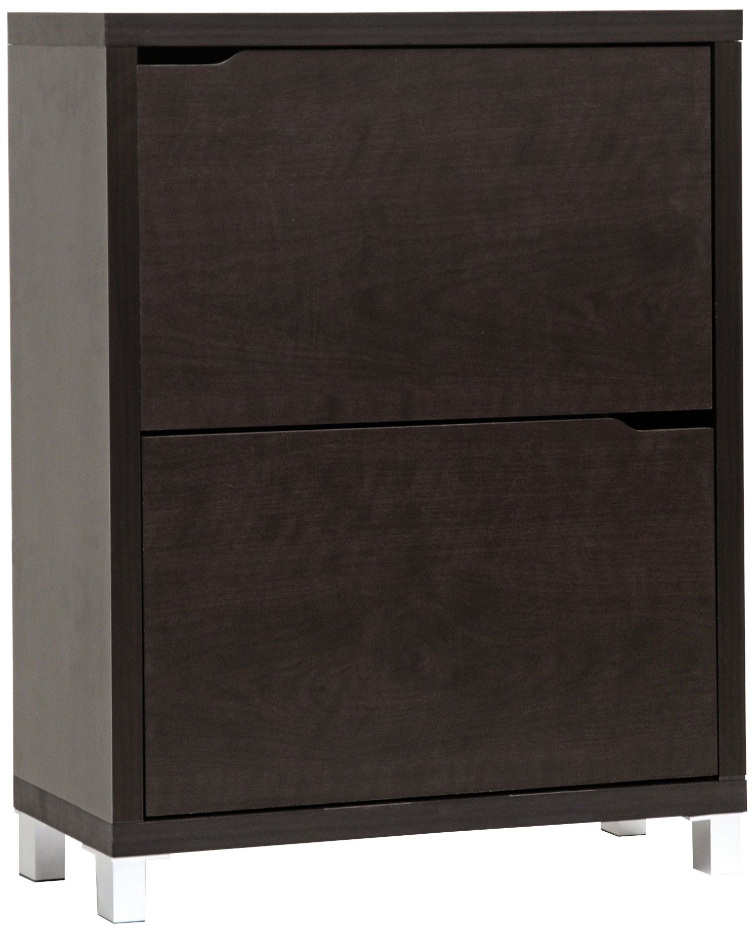 Simms 31" Wide Two-Tier Dark Wood Modern Shoe Cabinet