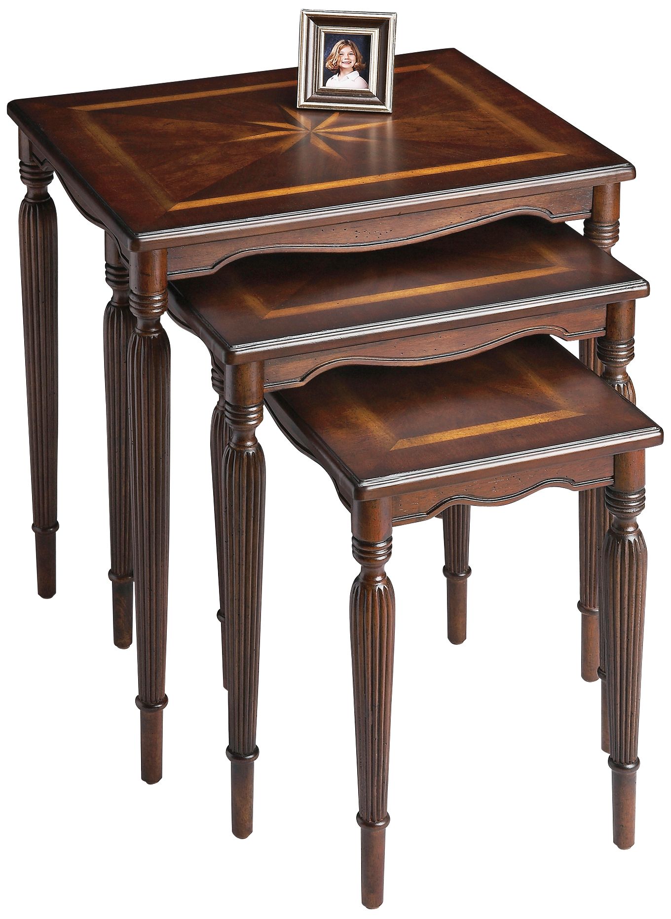 Allanton 22" Wide Plantation Cherry Set of 3 Nesting Tables