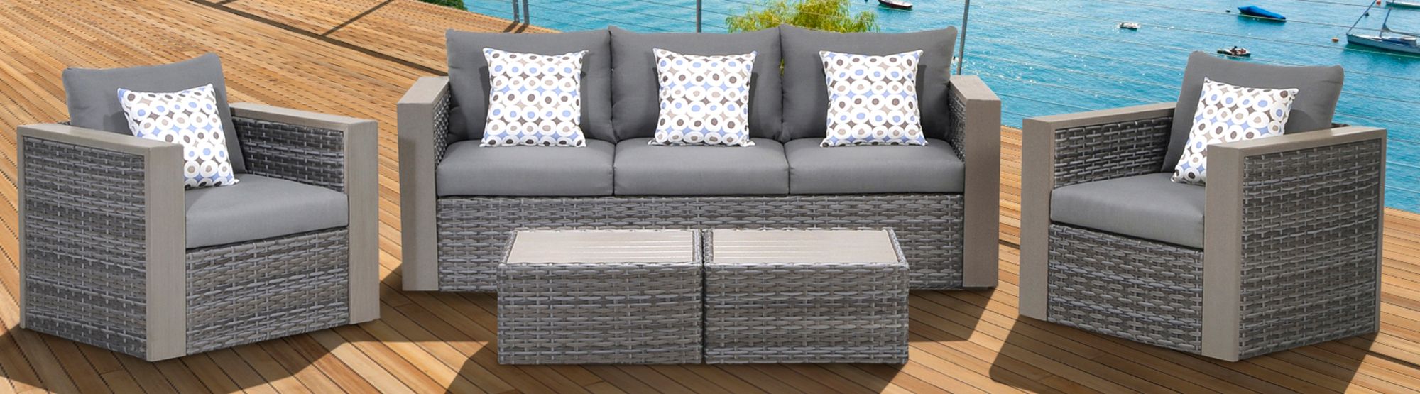 5-Piece Andre Wicker Patio Set – Outdoor Seating & Lounge Furniture