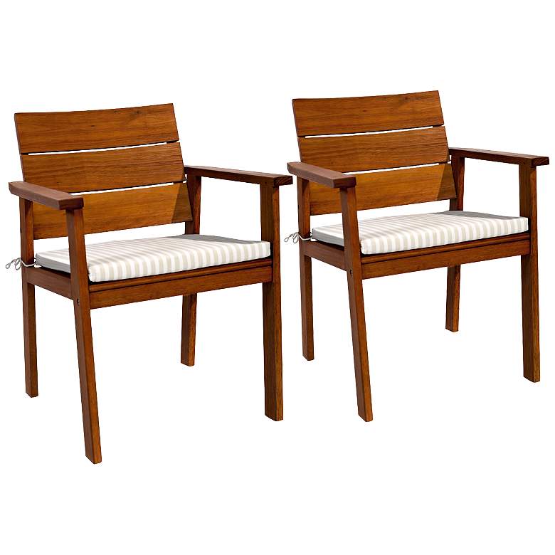 Set of 2 Seaview Eucalyptus Easy Carver Patio Chairs