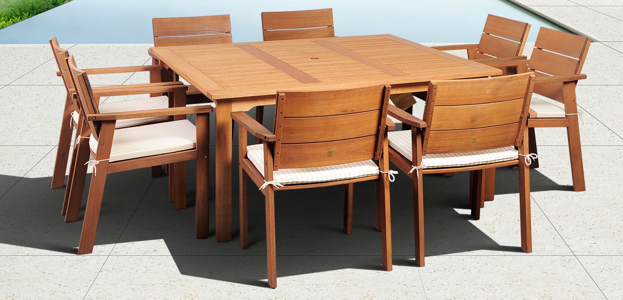 9-Piece Seaview Eucalyptus Square Dining Set