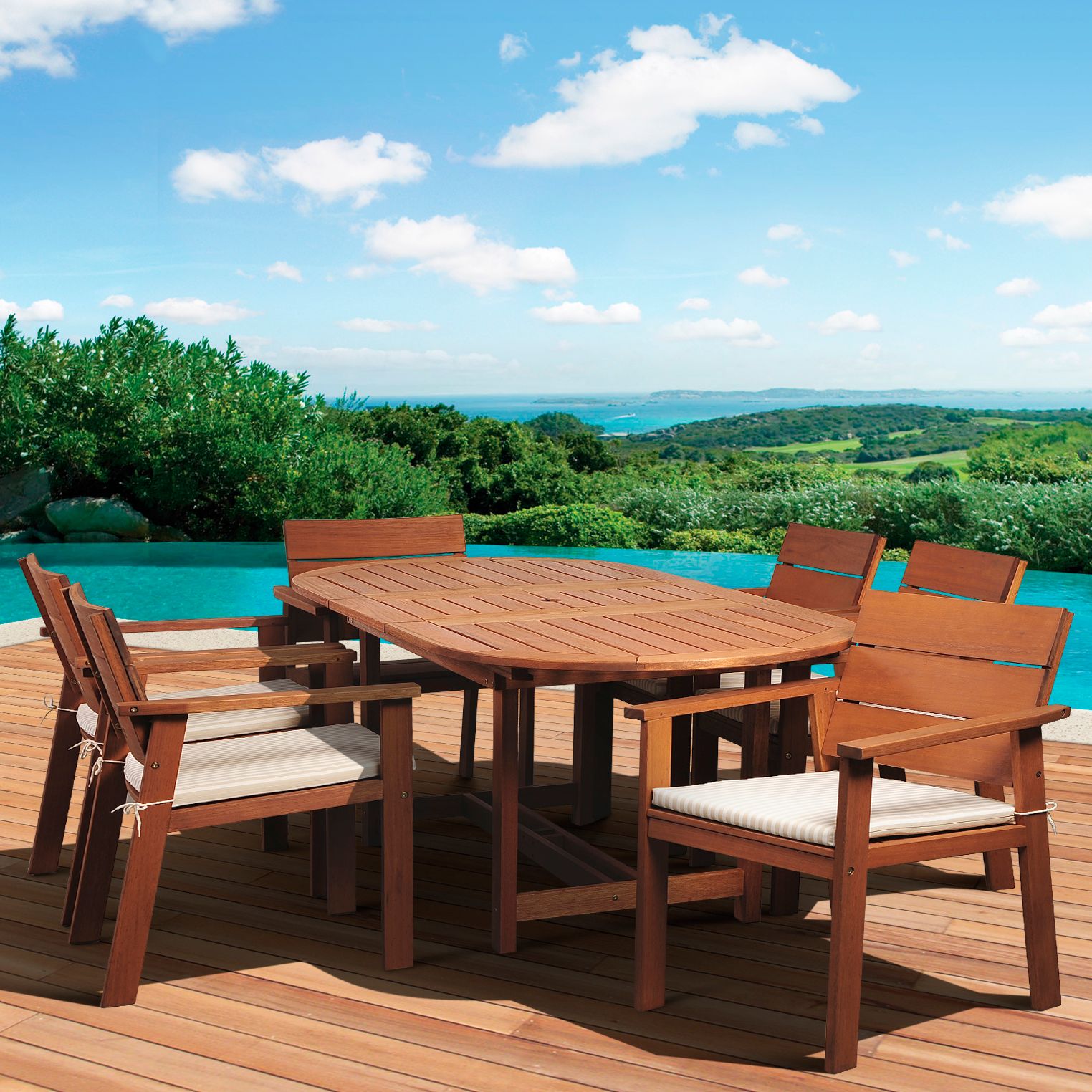 7-Piece Seaview Eucalyptus Extendable Dining Set