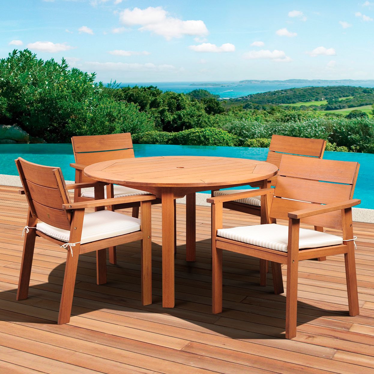 5-Piece SeaviewEucalyptus Round Dining Set