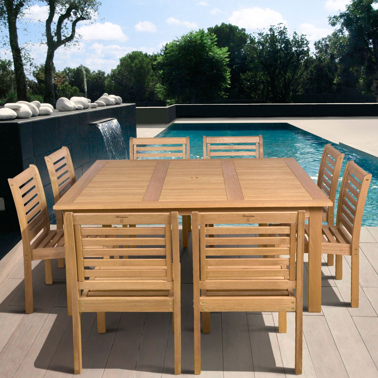 Lucera 9-Piece Armless Square Dining Set