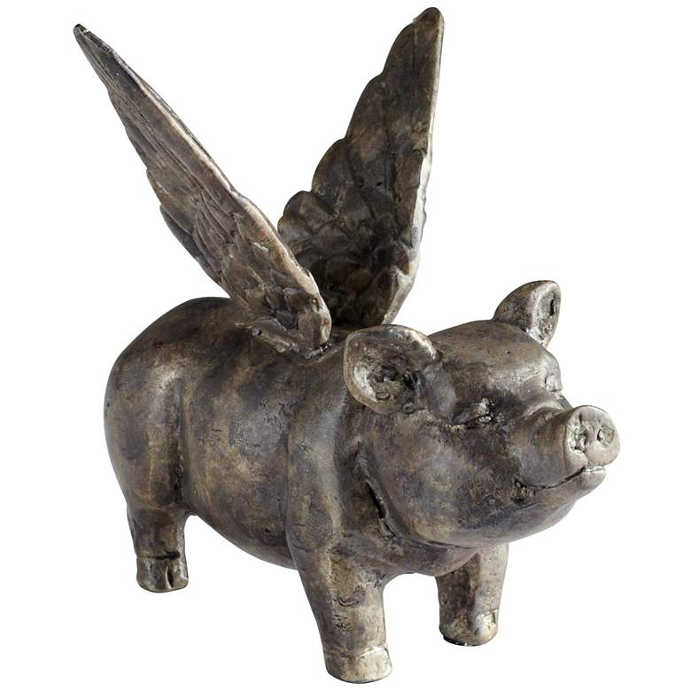 When Pigs Fly 5 3/4&quot; Wide Iron Barnyard Animal Accent