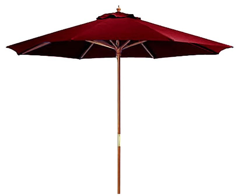 Burgundy Red 9' Round Wooden Market Umbrella