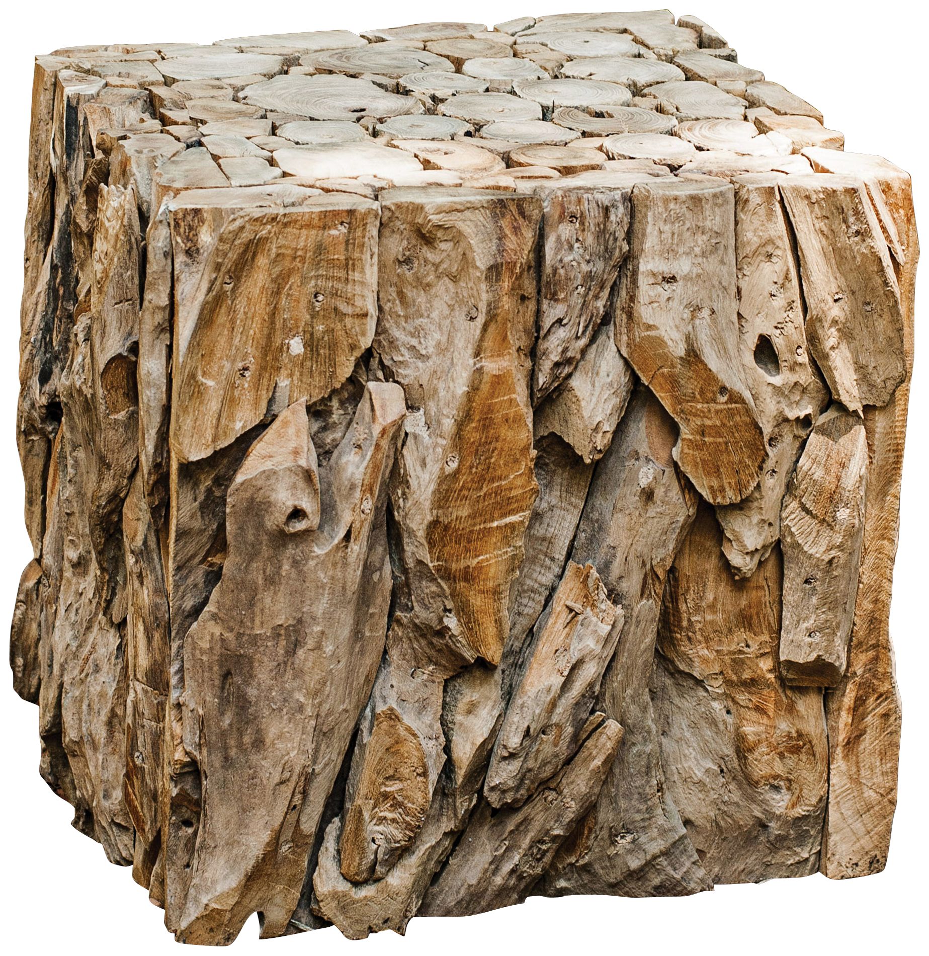 Uttermost 19" High Reclaimed Teak Wood Bunching Cube Table