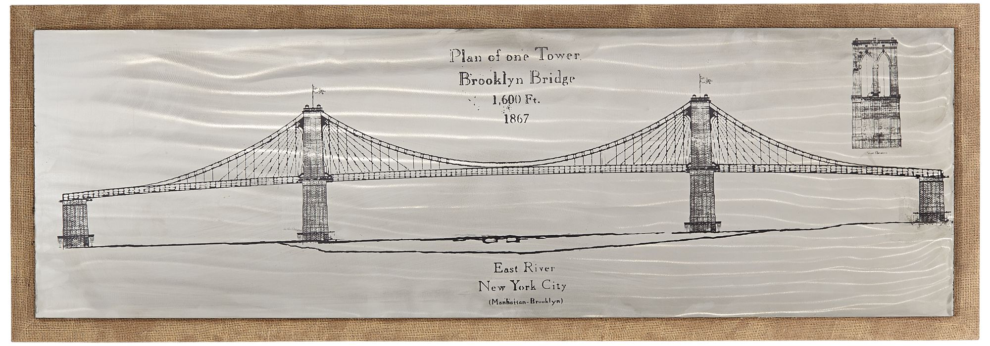 Brooklyn Bridge Sketch 47 3/4" Wide Framed Wall Art