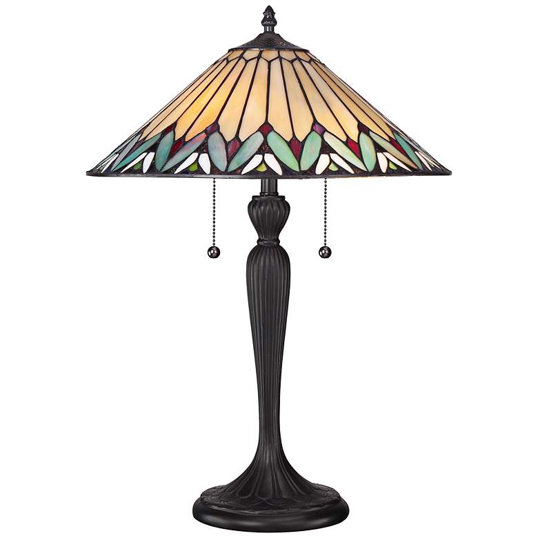 Image 2 Quoizel Pearson Twin Light Tiffany-Style Table Lamp