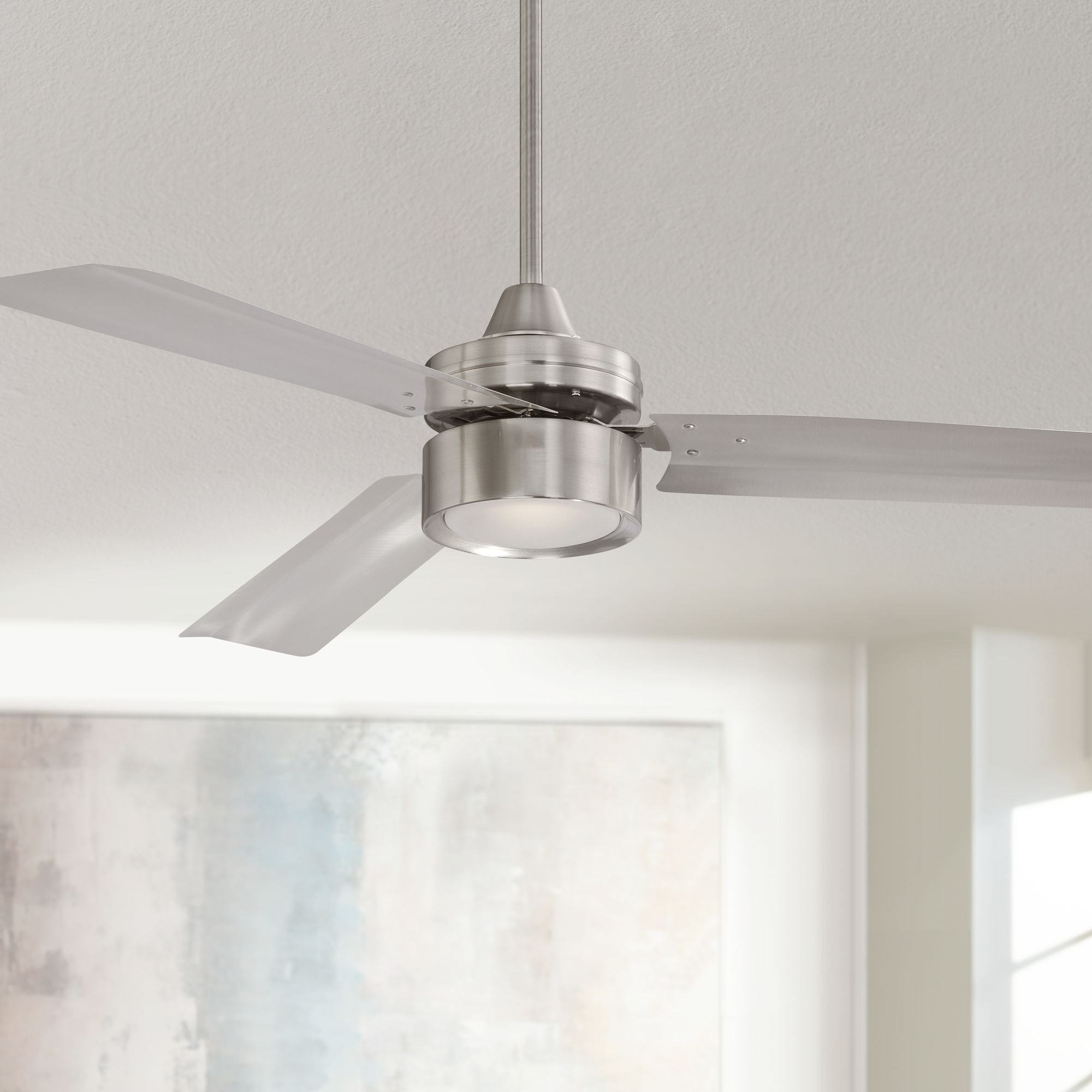 Details About 52 Industrial Modern Ceiling Fan With Light Led Brushed Nickel For Bedroom