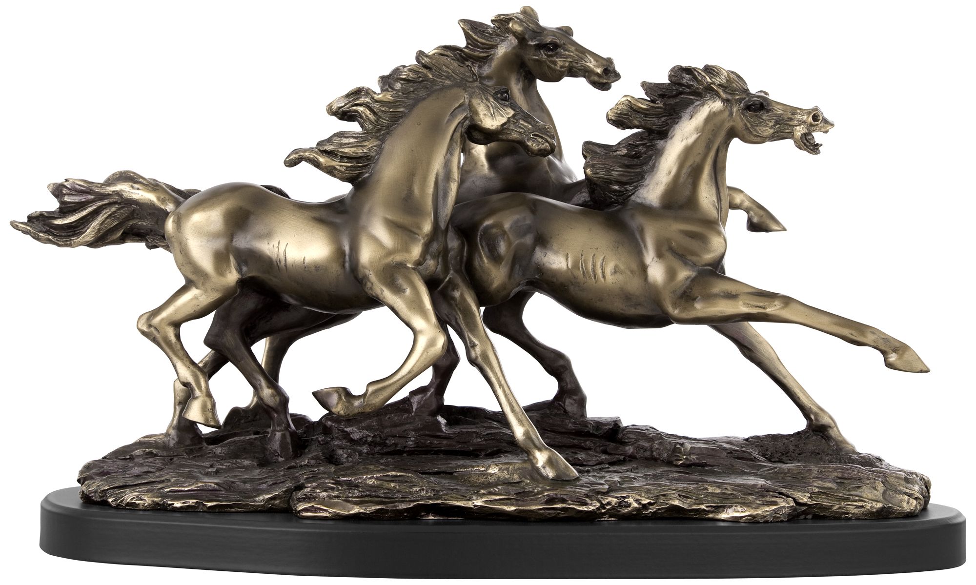 Galloping Western Stallions 14" Wide Table Sculpture