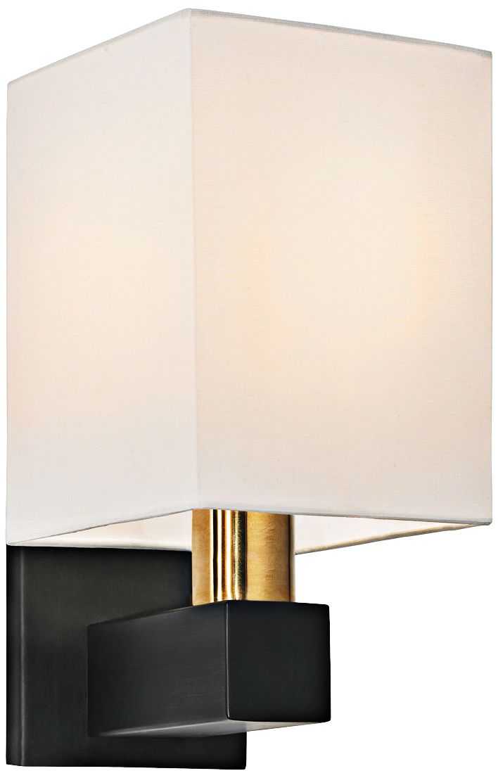Cubo 11 1/2" High Natural Brass and Black Wall Sconce