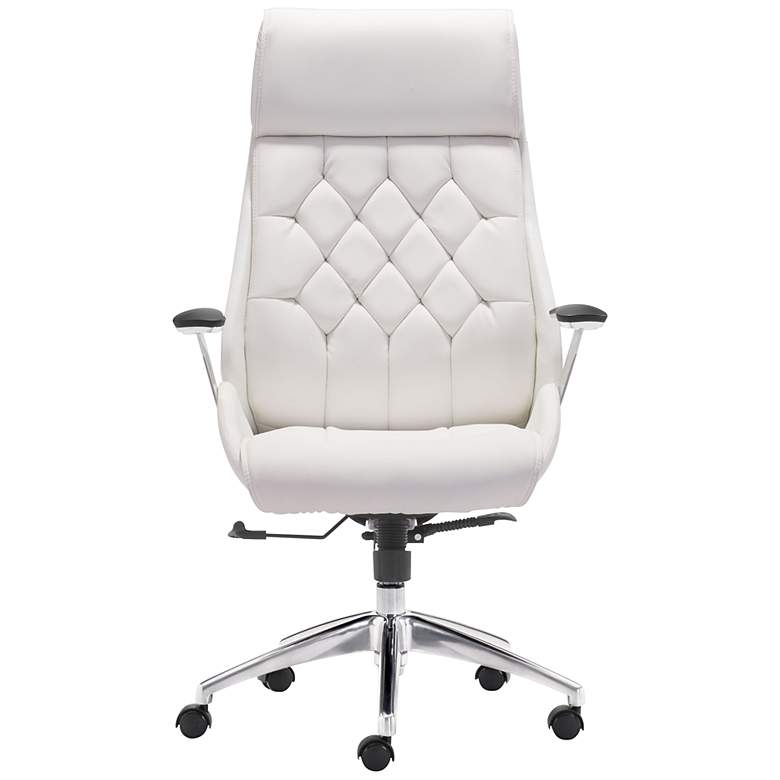 Image 2 Boutique White Faux Leather Adjustable Swivel Office Chair