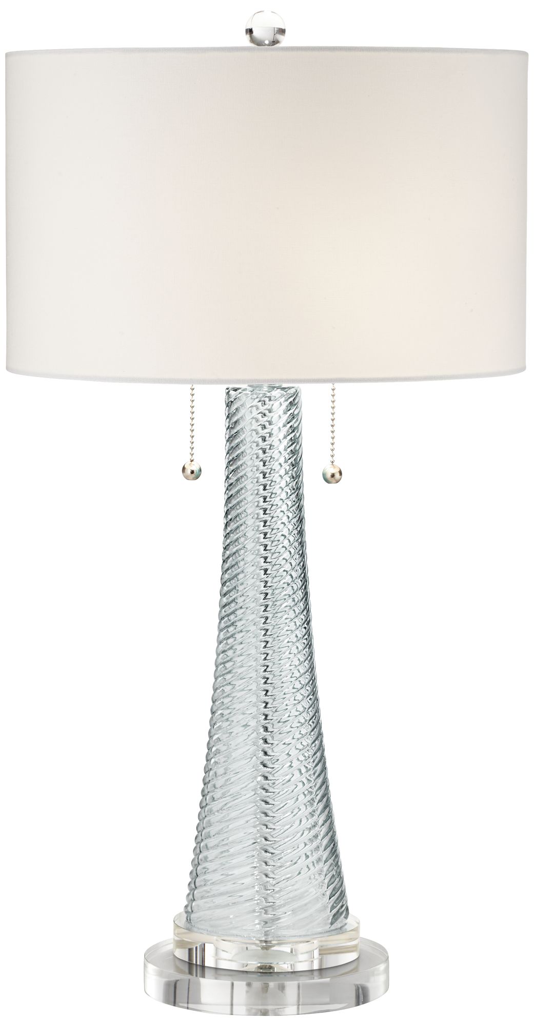 Miriam Aqua Blue Glass Table Lamp With 7" Wide Round Riser