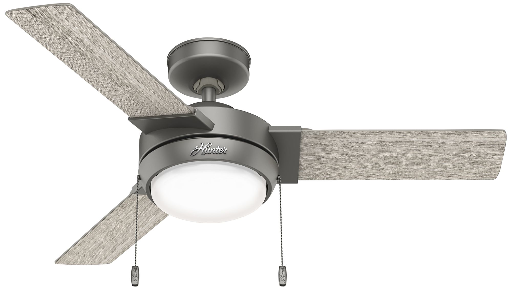 44" Hunter Mesquite Matte Silver LED Pull Chain Ceiling Fan
