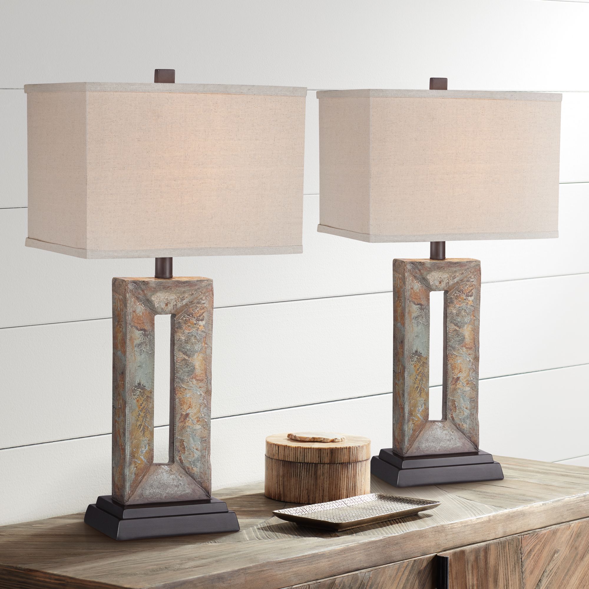 Gusta Rotan lantaarn met LED 17cm Zwart Kandelaars & Windlichten