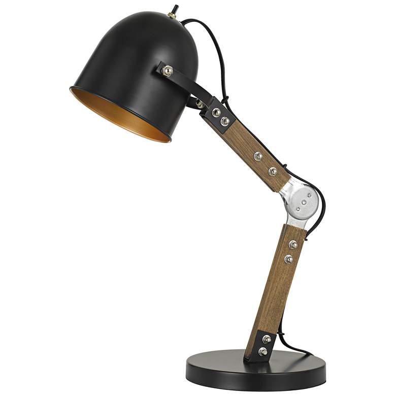Image 2 Binimi Matte Black and Wood Desk Lamp