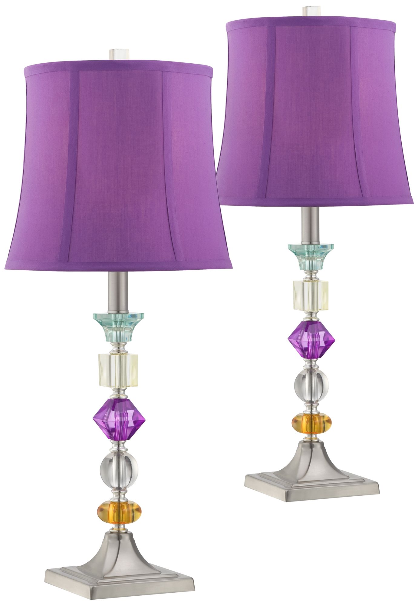 Bijoux Modern Purple Table Lamps Set of 