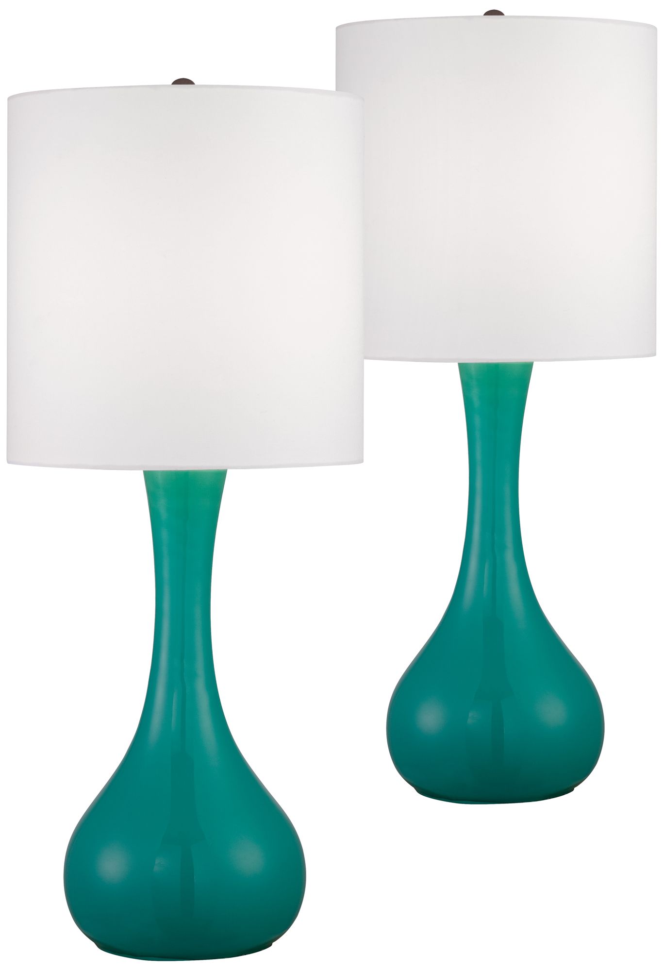 Turquoise Glass Table Lamp Set of 2 eBay