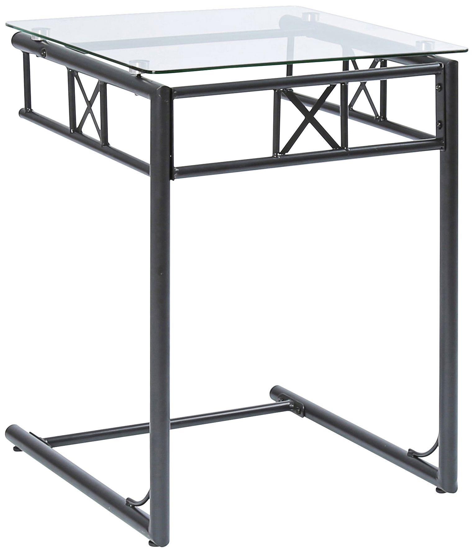 Laurel 18" Wide Clear Glass and Black Accent Table