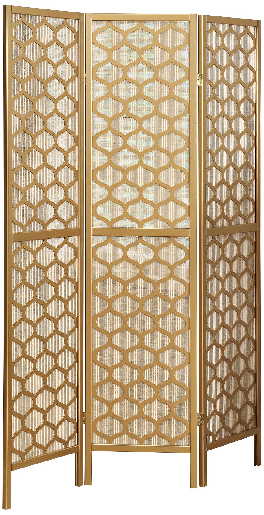 Lilah 52" Wide Gold Lantern 3-Panel Folding Screen