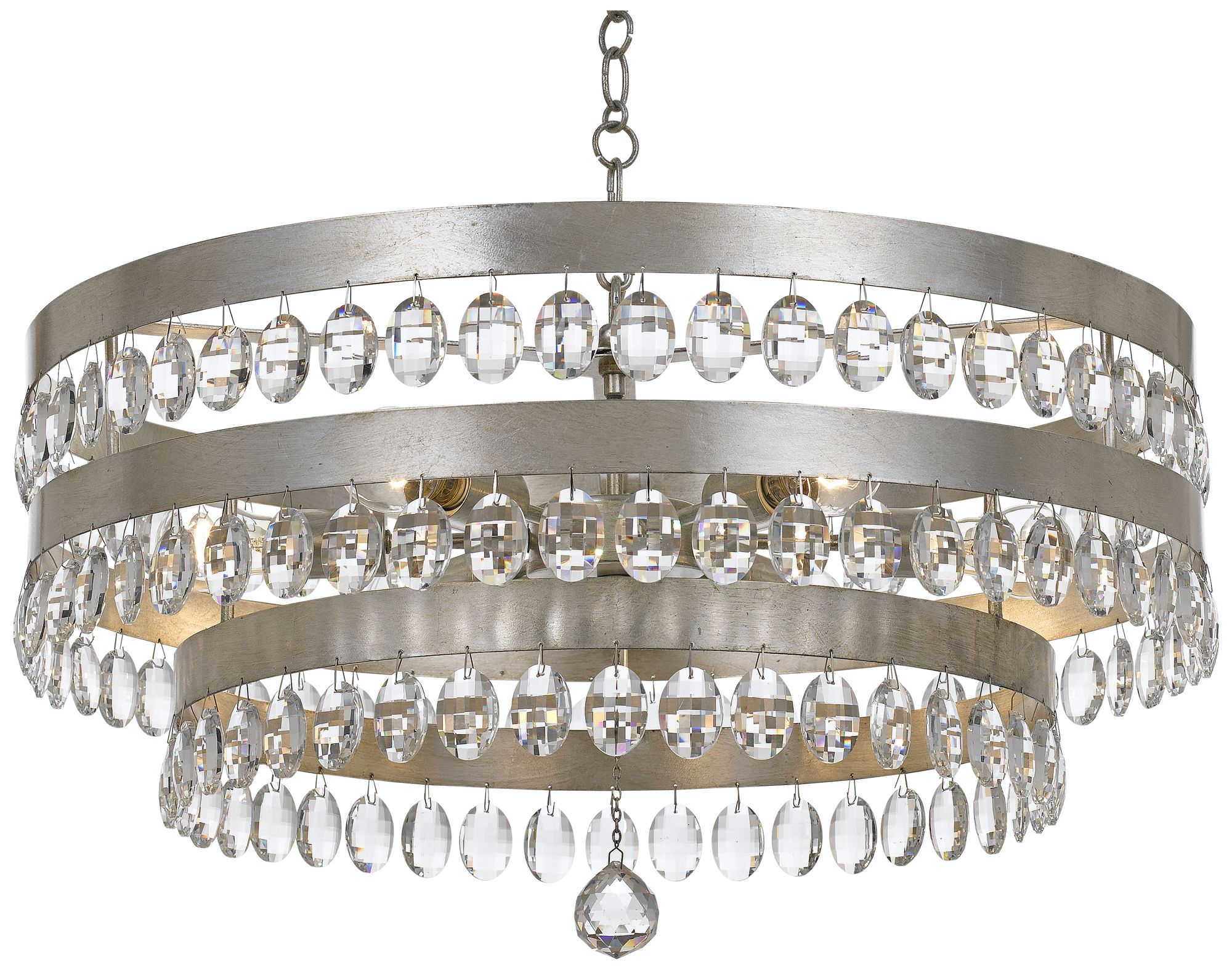 Crystorama Perla 26"W Antique Silver and Crystal Chandelier