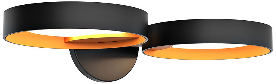 Light Guide Ring 1 1/2" High Black and Apricot 2-LED Wall Sconce