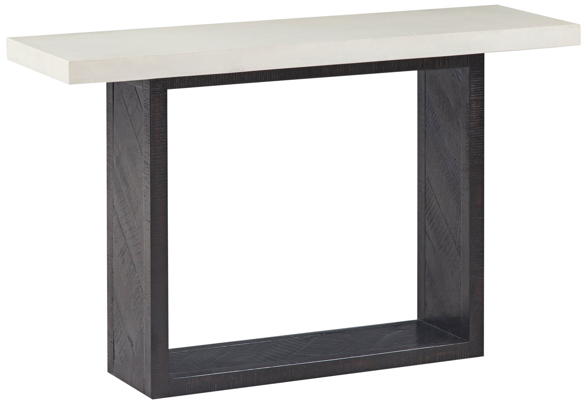 Wyckoff White Concrete and Black Wood Mixed Console Table