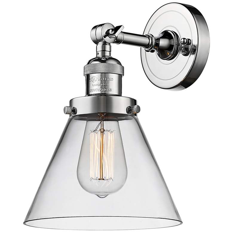 Large Cone 10&quot; High Polished Chrome Adjustable Wall Sconce