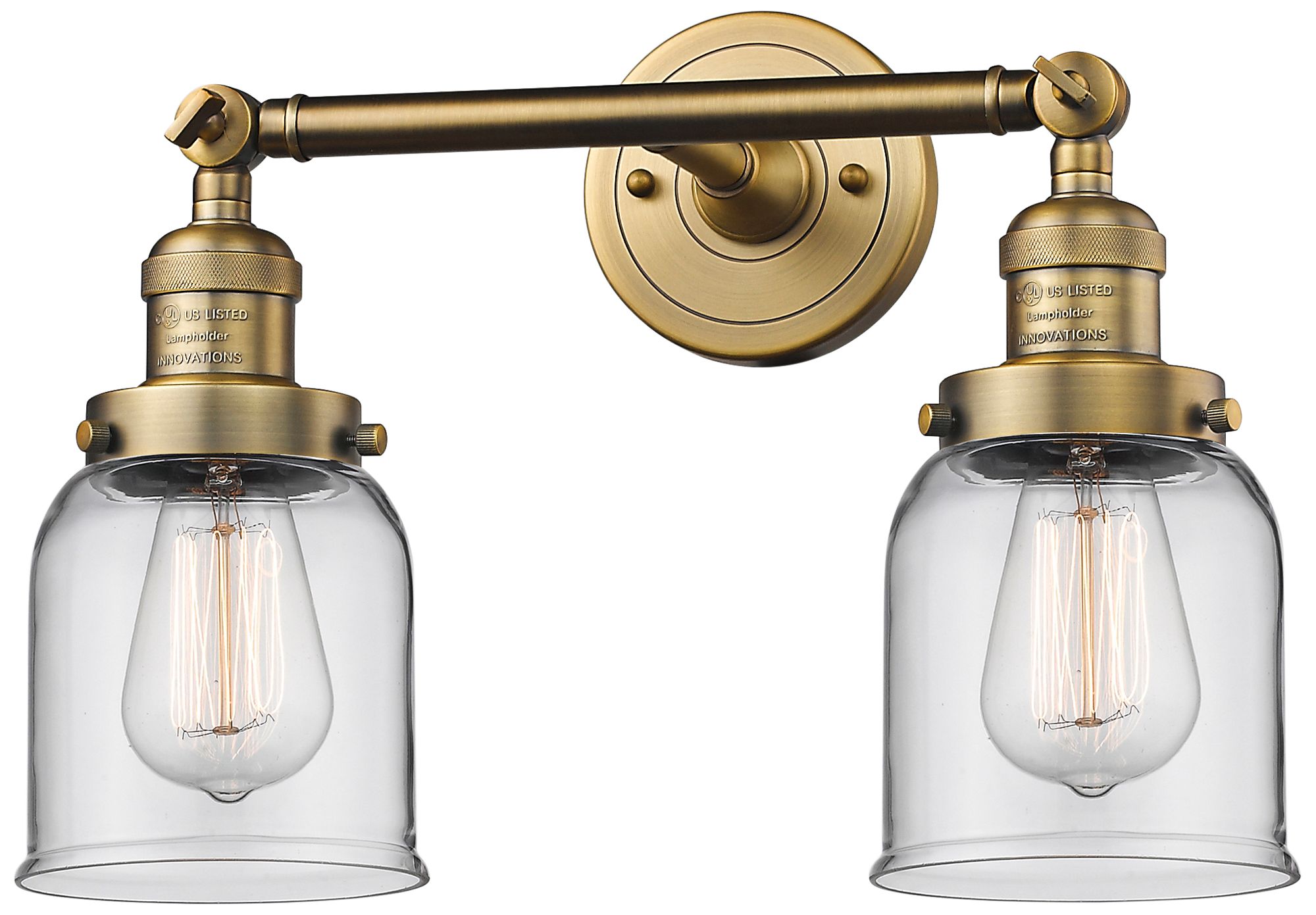 Small Bell 10"H Brushed Brass 2-Light Adjustable Wall Sconce