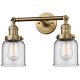 Small Bell 10&quot;H Brushed Brass 2-Light Adjustable Wall Sconce