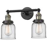 Small Bell 10&quot;H Black and Brushed Brass 2-Light Wall Sconce
