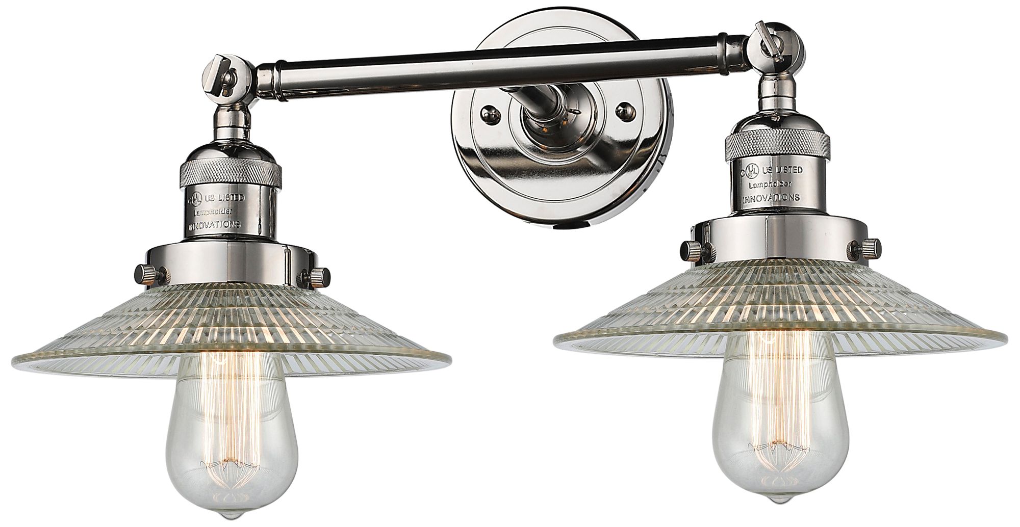 Halophane 7" High Polished Nickel 2-Light Adjustable Wall Sconce