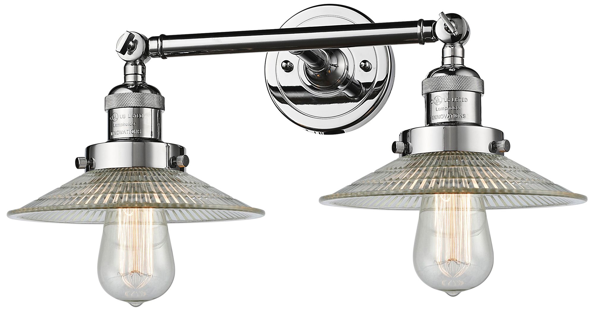 Halophane 7" High Polished Chrome 2-Light Adjustable Wall Sconce