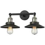 Railroad 8&quot;H Black and Brass 2-Light Adjustable Wall Sconce