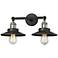 Railroad 8"H Black and Brass 2-Light Adjustable Wall Sconce