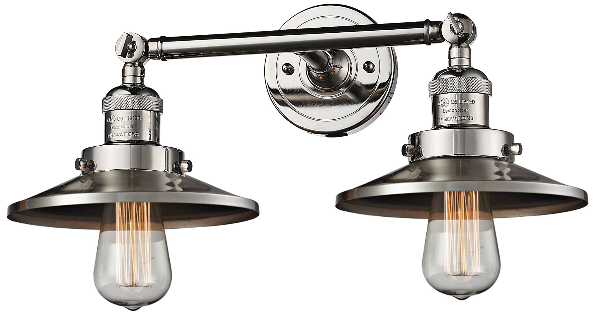 Railroad 8"H Polished Nickel 2-Light Adjustable Wall Sconce